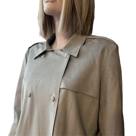 Kut from the Kloth Trech Swing Pea Jacket Coat Faux Vegan Suede Double Breasted - Picture 6 of 16